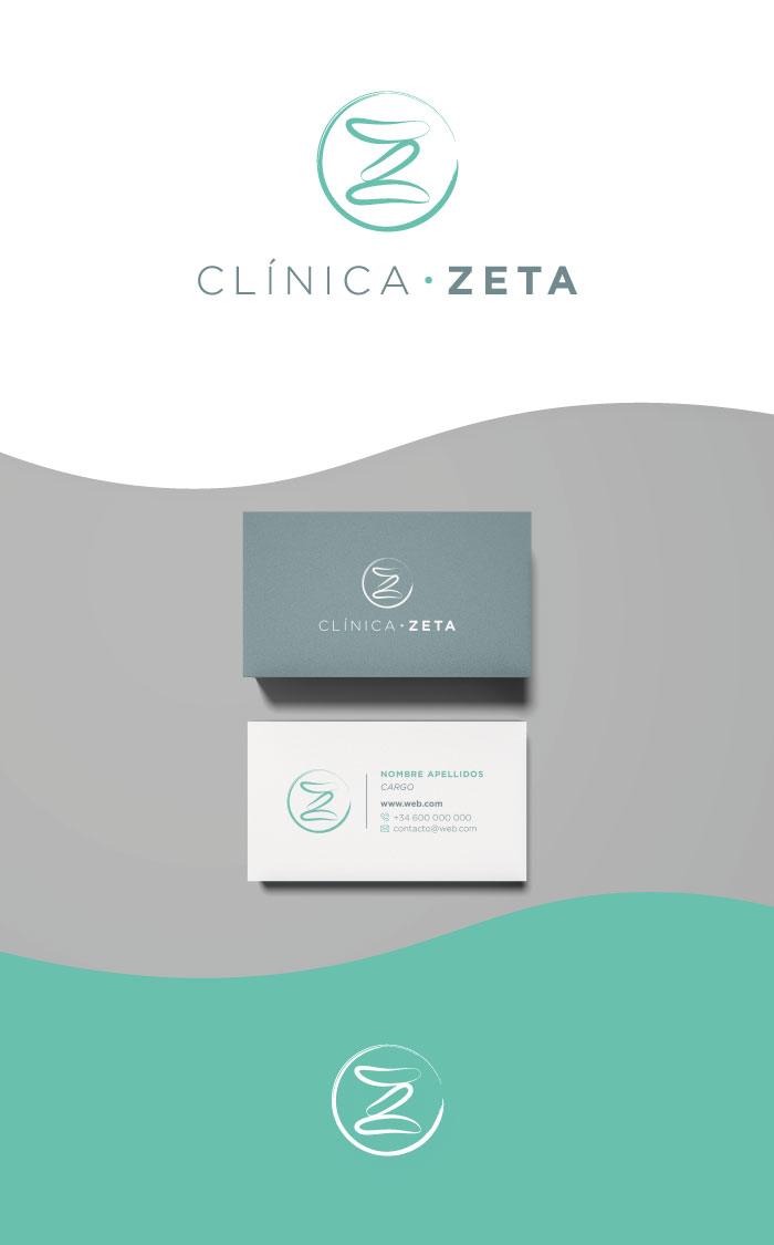 Clínica Zeta, fisioterapeutas con mockup de tarjetas