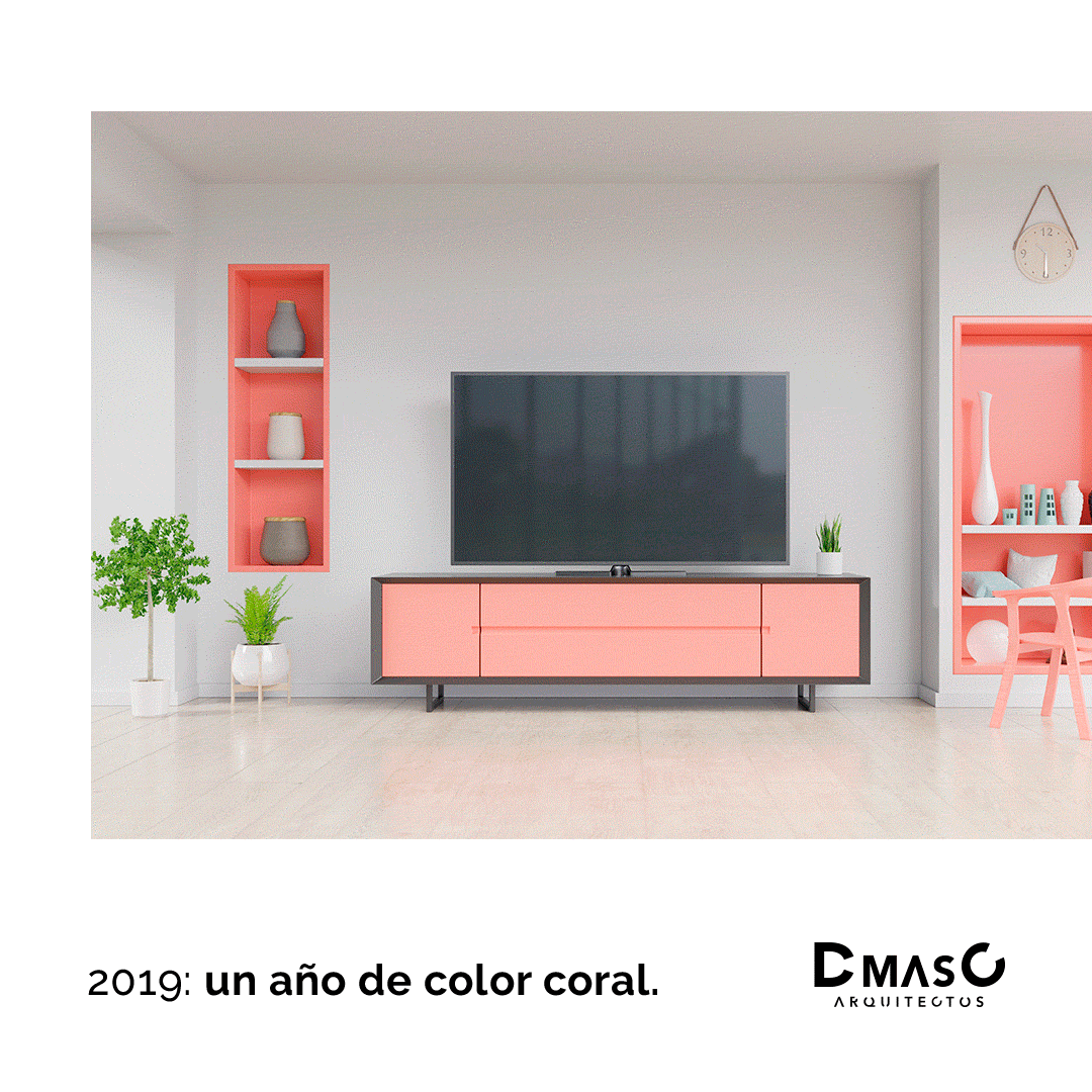 Living Coral, color PANTONE 2019, aplicado a diseño gráfico para redes sociales