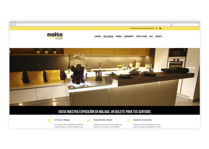 Desarrollo y diseño web tienda de cocinas Nolte Málaga