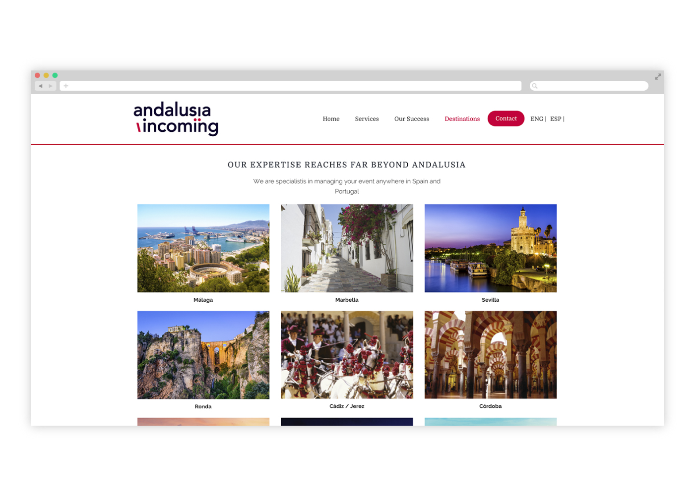 Diseño web para empresa de viajes de incentivos