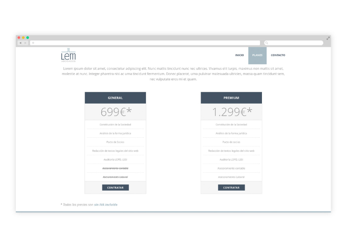 Diseño web concurso de acreedores
