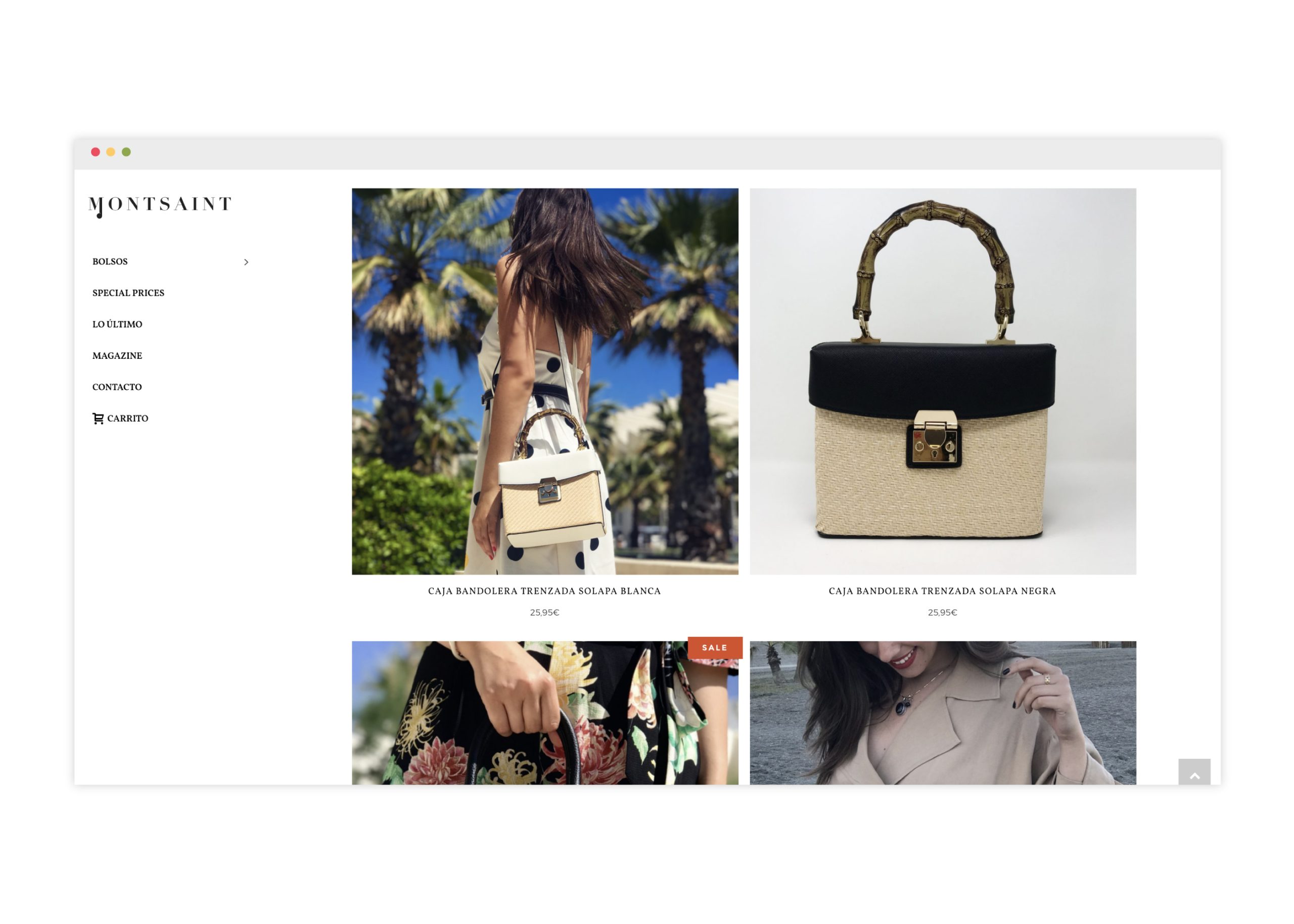 Diseño de tienda online de bolsos responsive