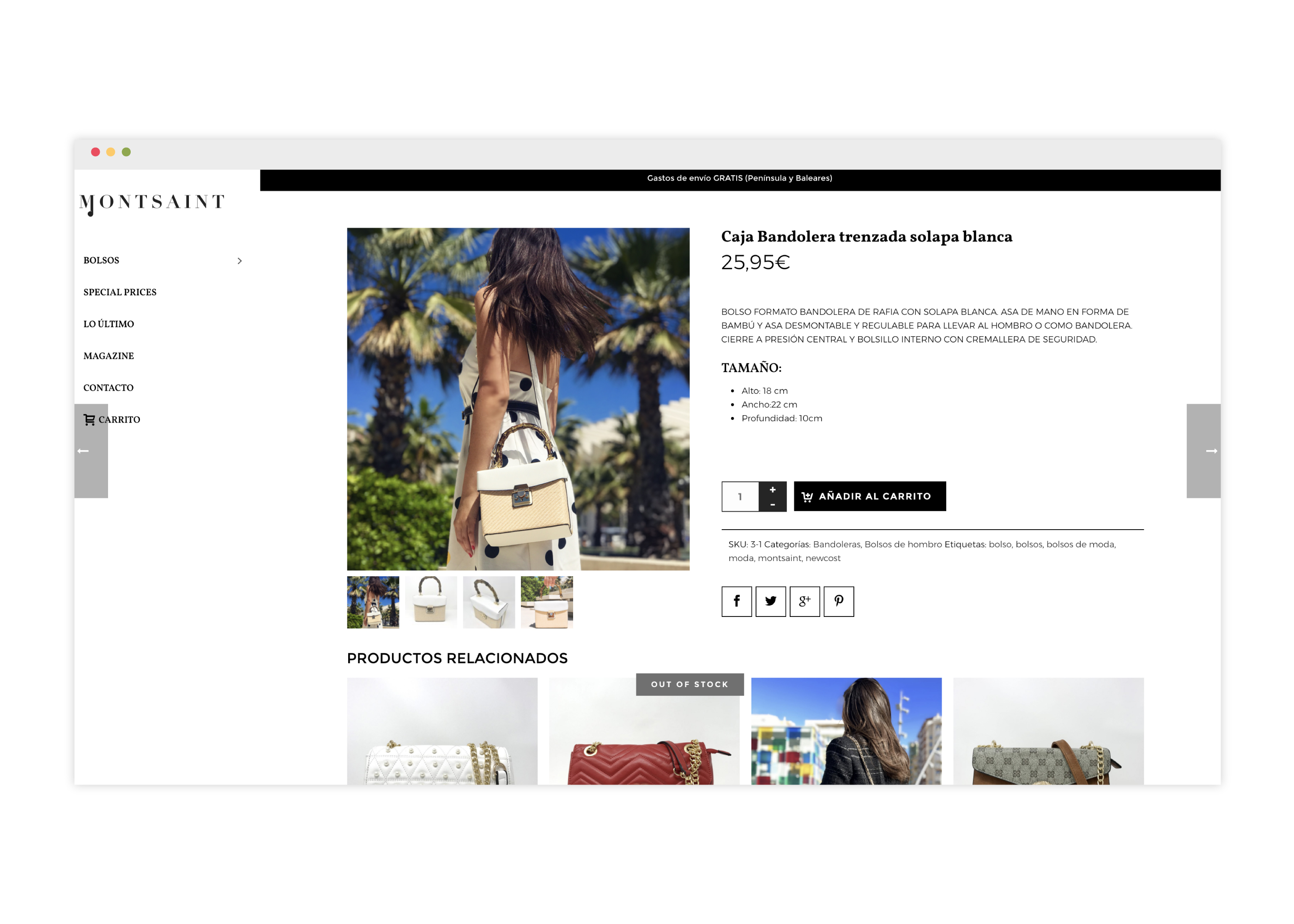 Diseño de tienda online de bolsos responsive