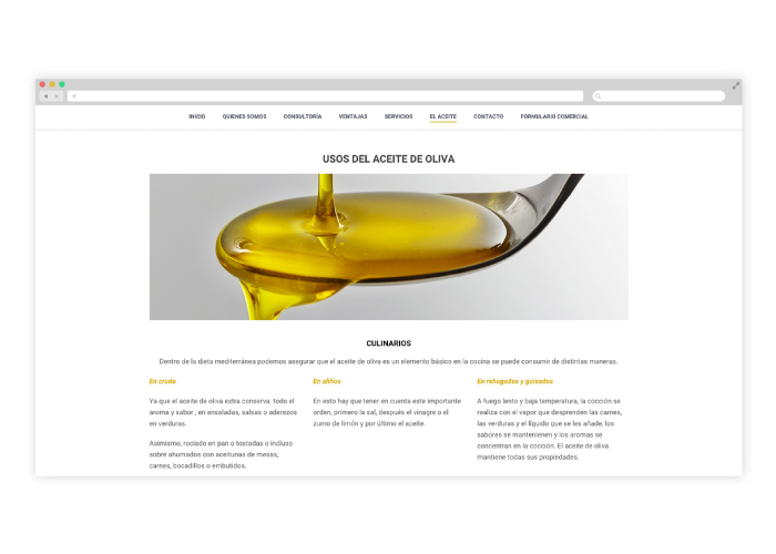 Diseño y desarrollo web empresa aceite de oliva