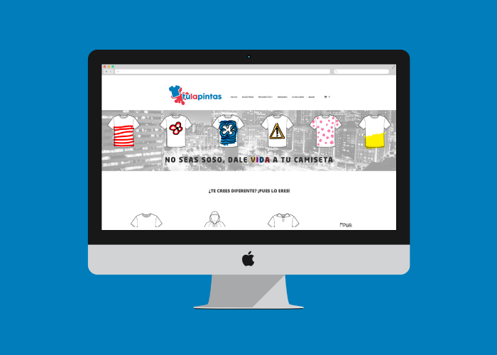 Diseño de página web para empresa dedicada a la personalización de camisetas con diseños originales
