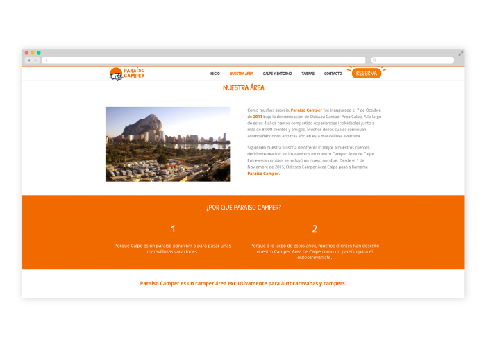 Diseño de web para una empresa que se dedica al camping con autocaravanas