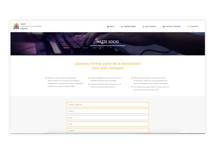 Diseño de página web para la primera asociación empresarial de eSports en España