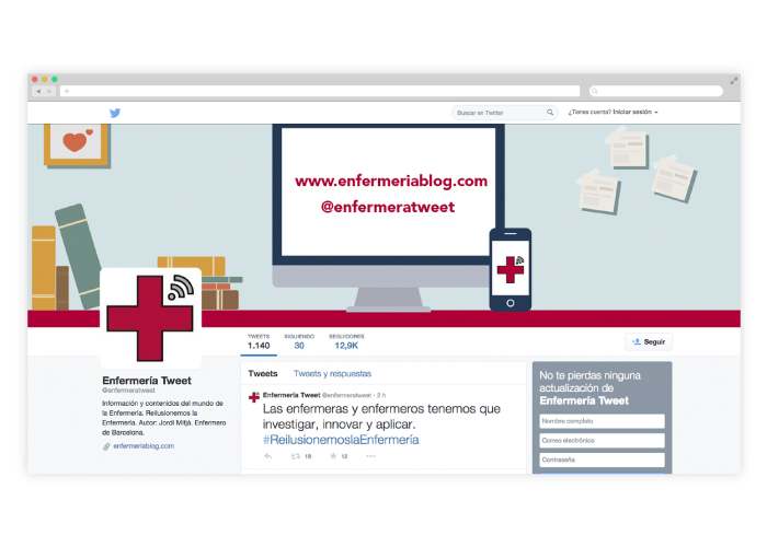 Diseño de redes sociales para blog sobre enfermería