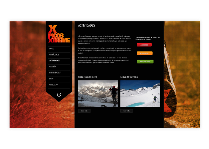 Diseño web deportes extremos de montaña