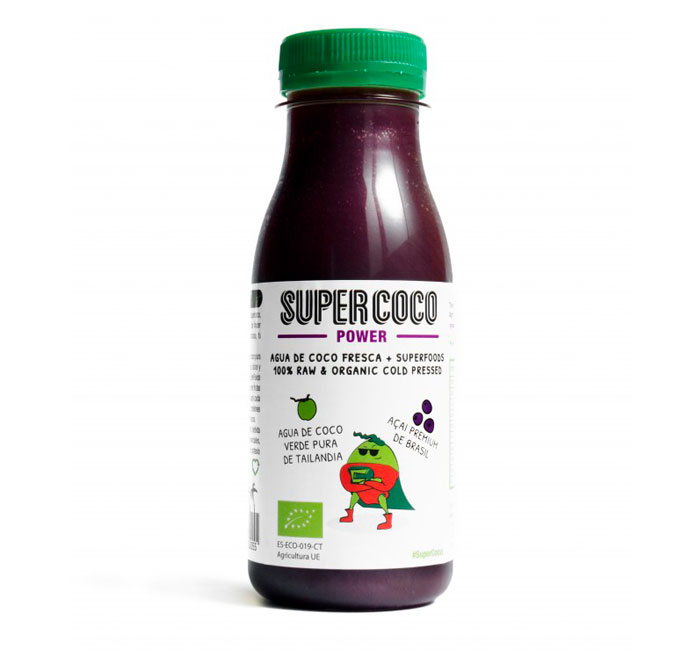 Diseño de etiqueta para bebida natural con superfoods