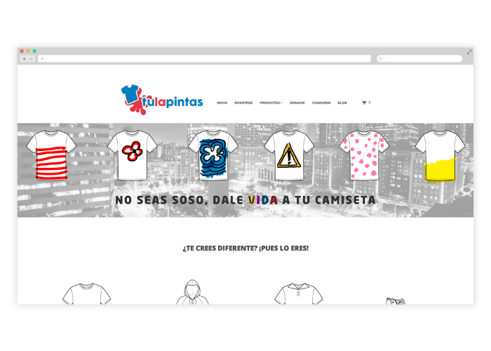 Diseño de página web para empresa dedicada a la personalización de camisetas con diseños originales