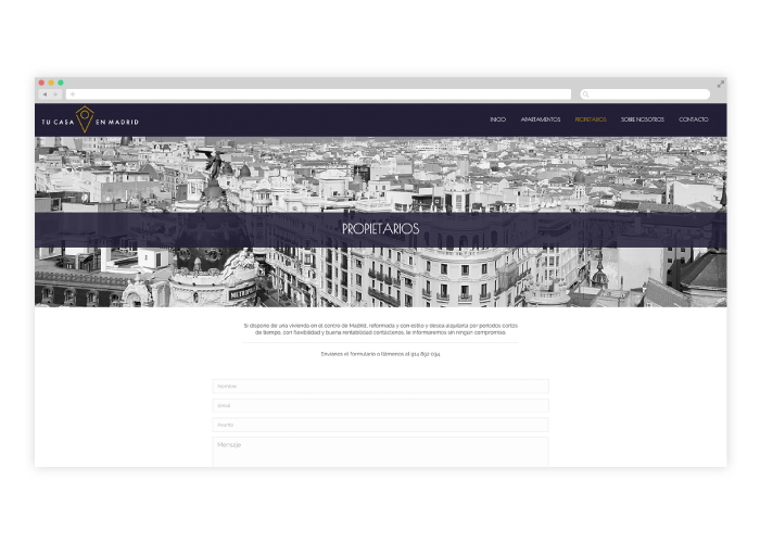 Diseño web alquiler apartamentos turísticos Madrid