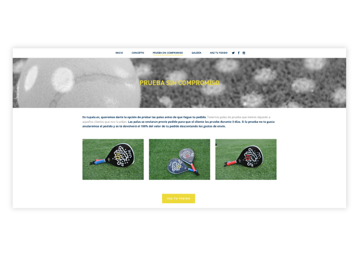 Diseño web para empresa de creación de palas de padel personalizadas